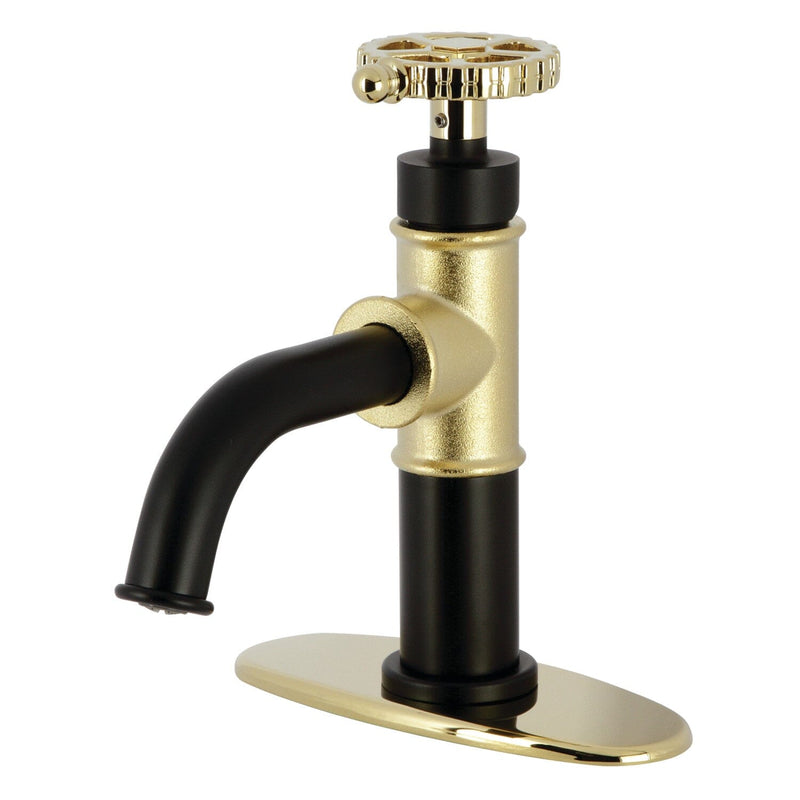 Fuller One-Handle 1-Hole Bathroom Faucet with Deck Plate and Push Pop-Up Drain