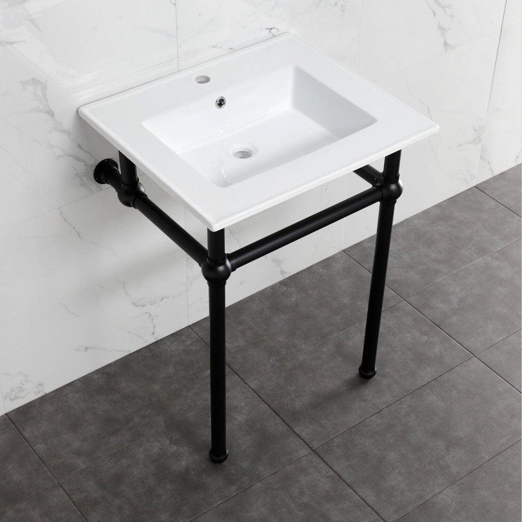 Templeton 25-Inch Ceramic Console Sink with Brass Legs (1-Hole)