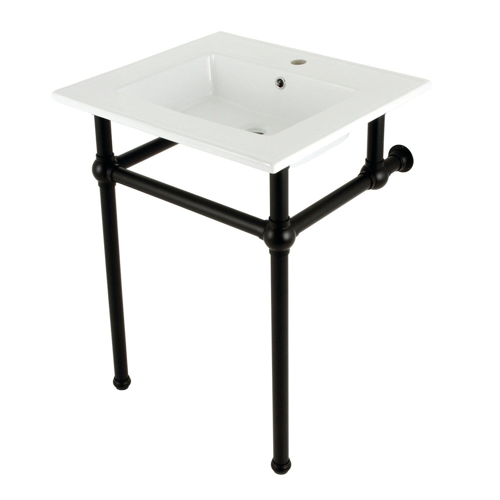 Templeton 25-Inch Ceramic Console Sink with Brass Legs (1-Hole)