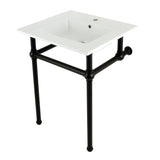 Templeton 25-Inch Ceramic Console Sink with Brass Legs (1-Hole)