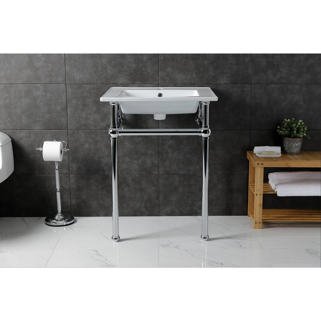 Templeton 25-Inch Ceramic Console Sink with Brass Legs (1-Hole)