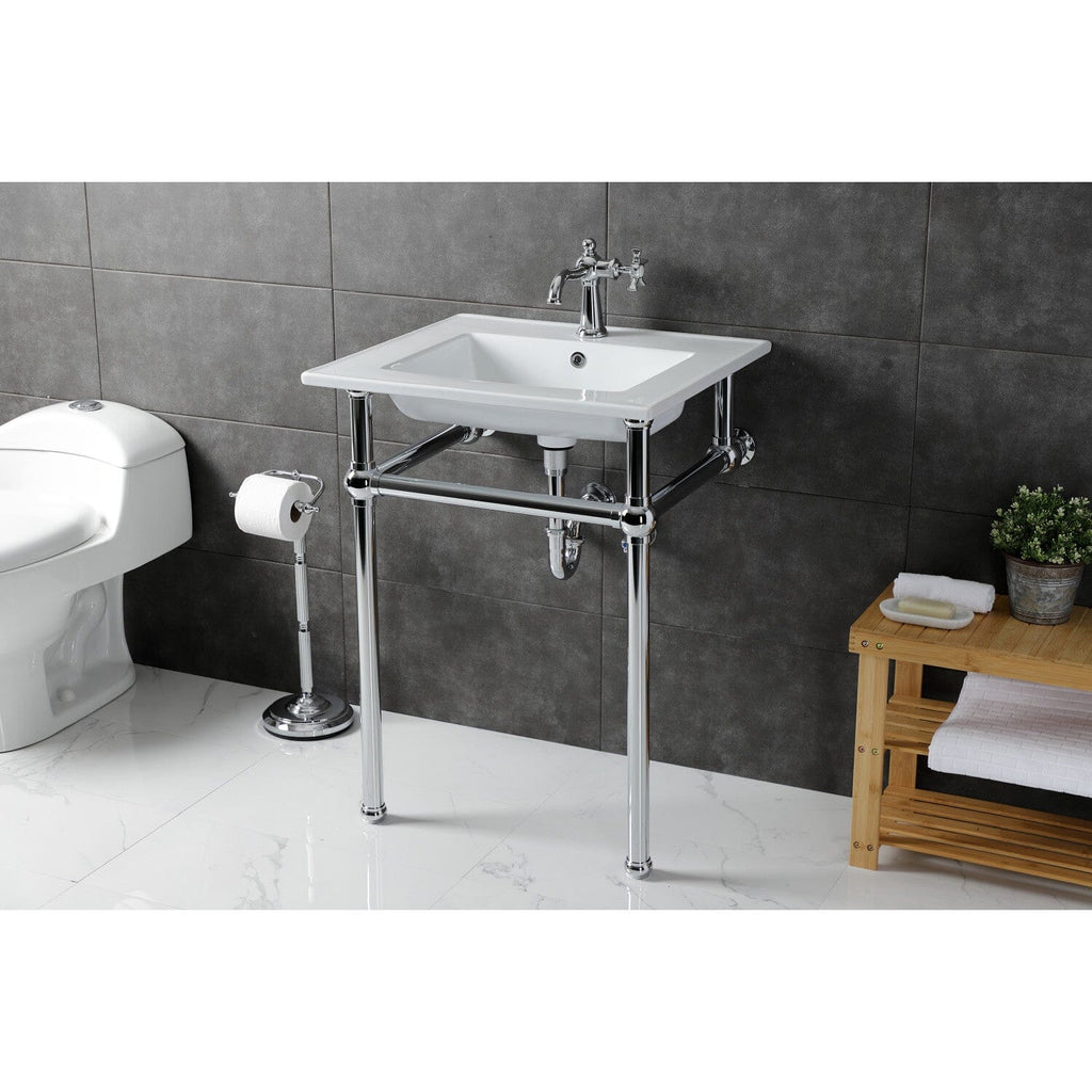 Templeton 25-Inch Ceramic Console Sink with Brass Legs (1-Hole)