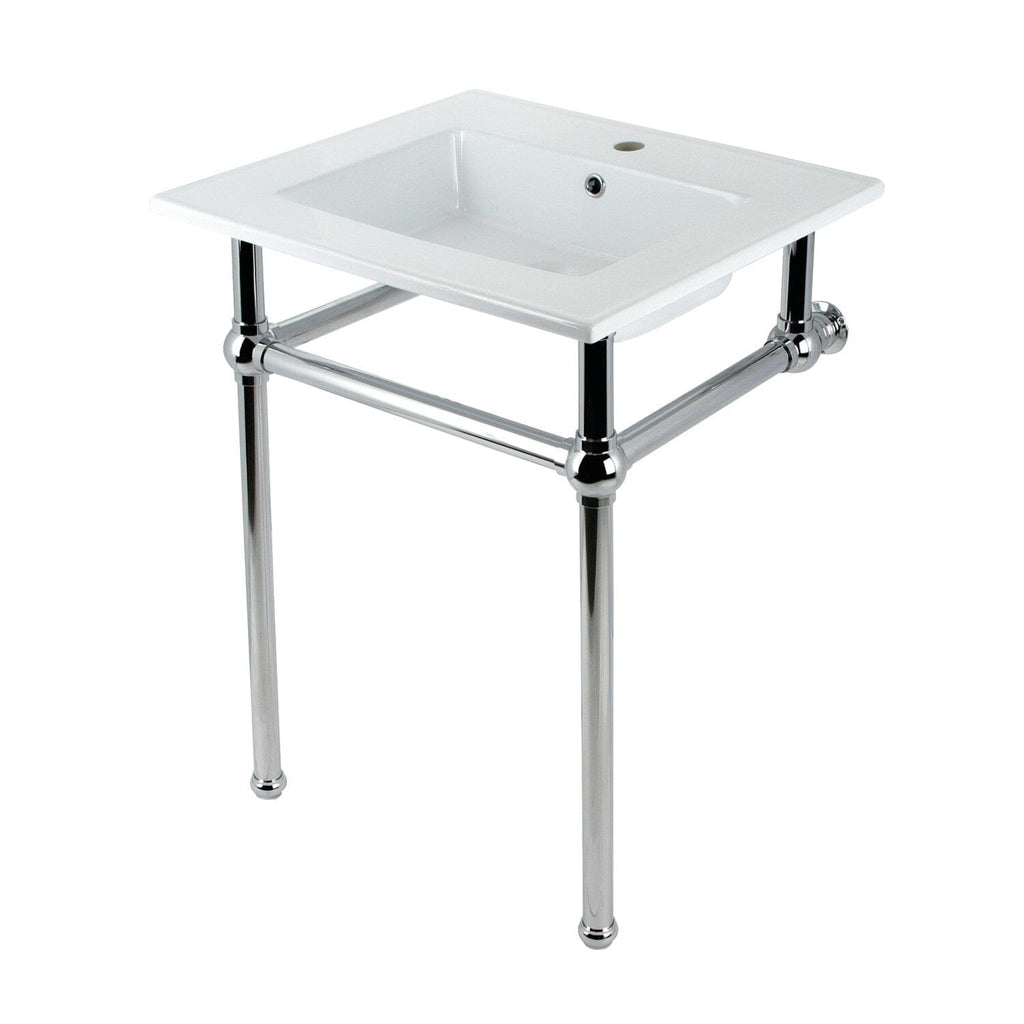 Templeton 25-Inch Ceramic Console Sink with Brass Legs (1-Hole)