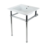 Templeton 25-Inch Ceramic Console Sink with Brass Legs (1-Hole)