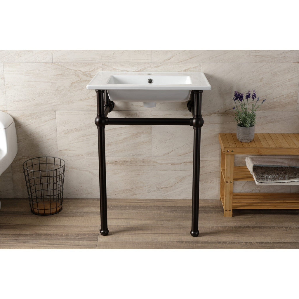 Templeton 25-Inch Ceramic Console Sink with Brass Legs (1-Hole)