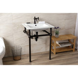 Templeton 25-Inch Ceramic Console Sink with Brass Legs (1-Hole)