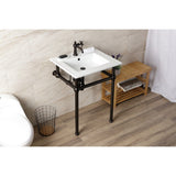 Templeton 25-Inch Ceramic Console Sink with Brass Legs (1-Hole)