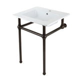 Templeton 25-Inch Ceramic Console Sink with Brass Legs (1-Hole)