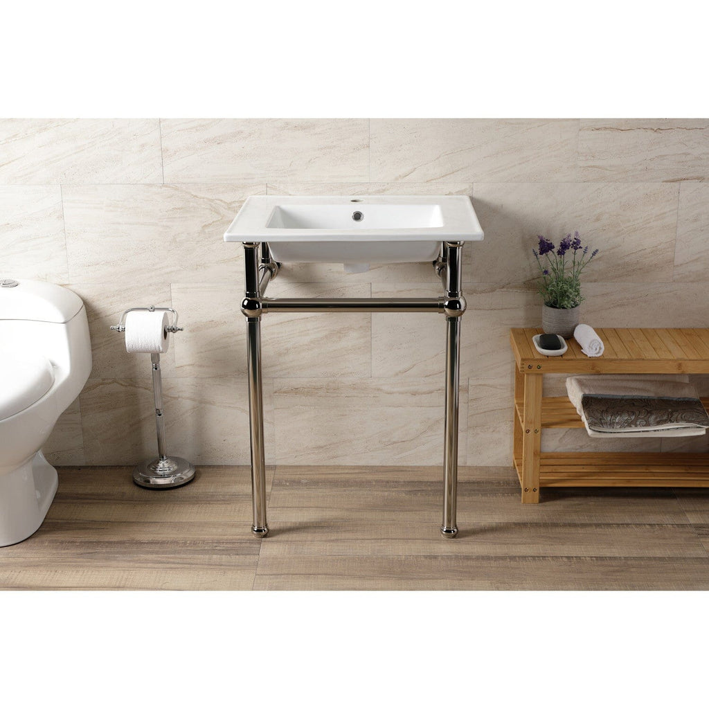 Templeton 25-Inch Ceramic Console Sink with Brass Legs (1-Hole)