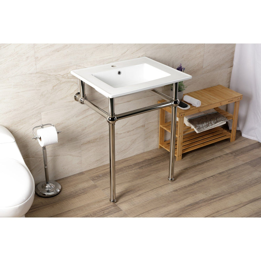 Templeton 25-Inch Ceramic Console Sink with Brass Legs (1-Hole)