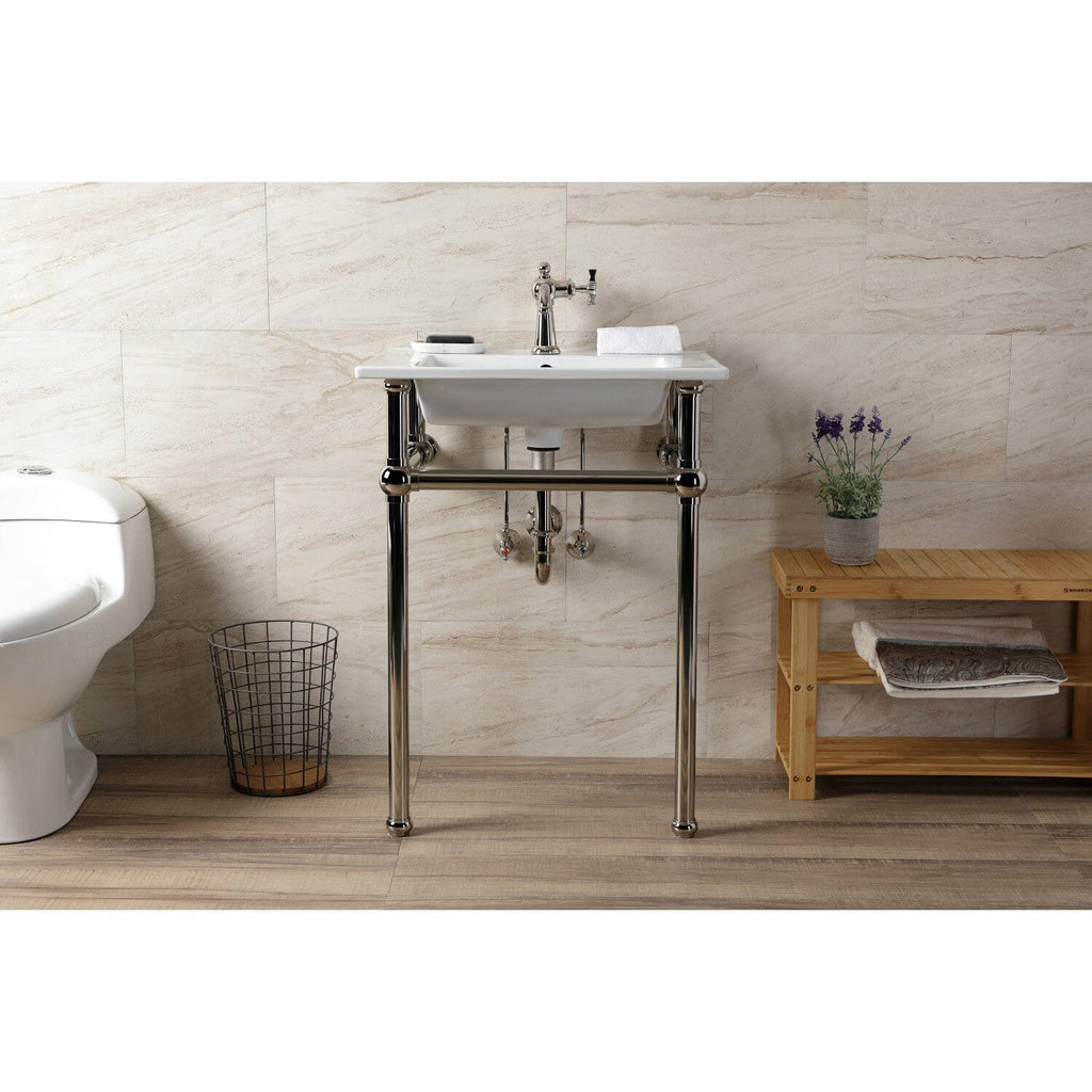 Templeton 25-Inch Ceramic Console Sink with Brass Legs (1-Hole)