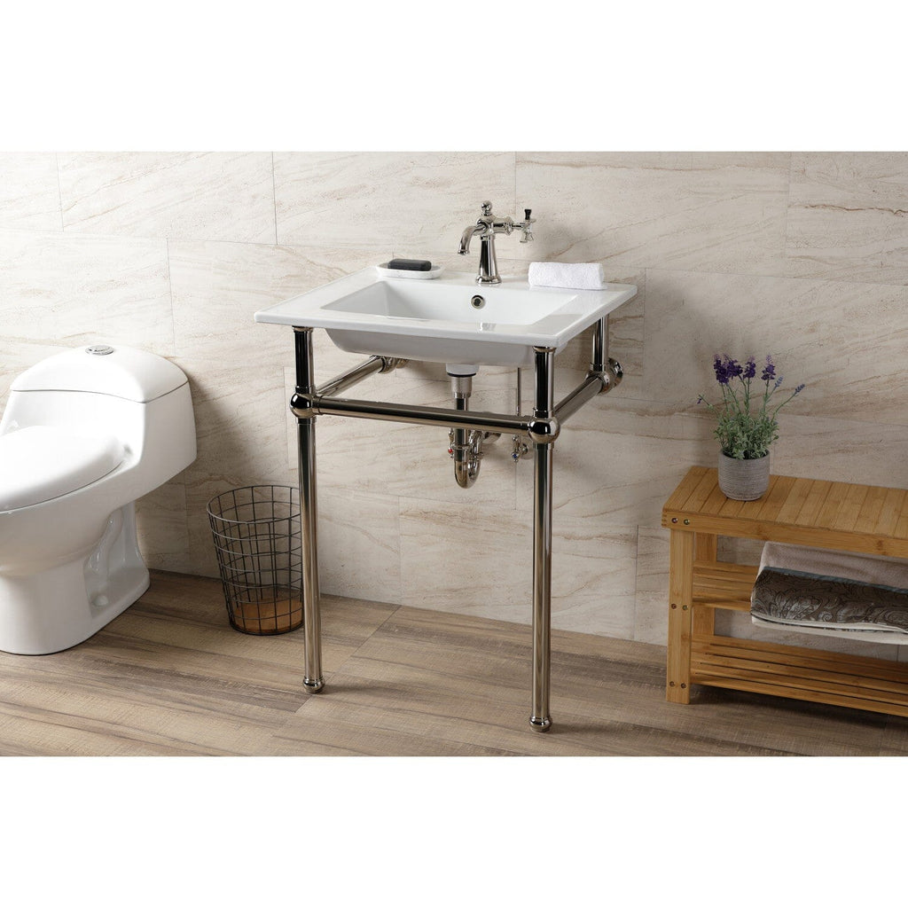 Templeton 25-Inch Ceramic Console Sink with Brass Legs (1-Hole)