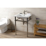 Templeton 25-Inch Ceramic Console Sink with Brass Legs (1-Hole)