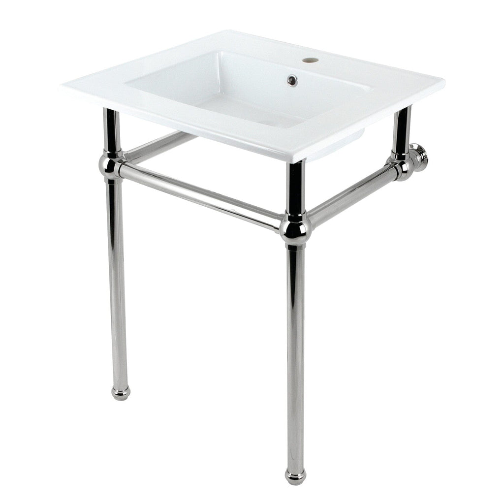 Templeton 25-Inch Ceramic Console Sink with Brass Legs (1-Hole)