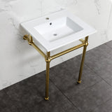 Templeton 25-Inch Ceramic Console Sink with Brass Legs (1-Hole)