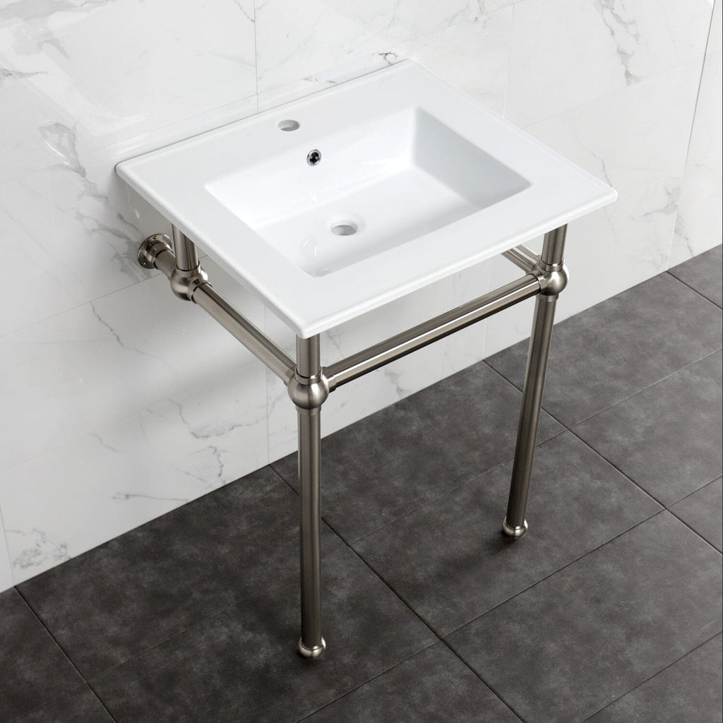 Templeton 25-Inch Ceramic Console Sink with Brass Legs (1-Hole)