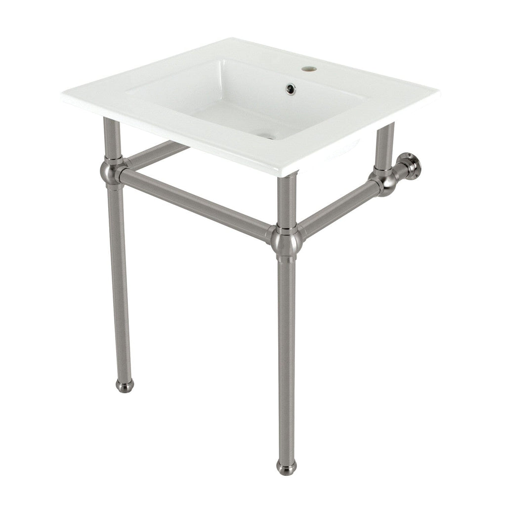 Templeton 25-Inch Ceramic Console Sink with Brass Legs (1-Hole)