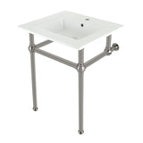 Templeton 25-Inch Ceramic Console Sink with Brass Legs (1-Hole)