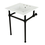Templeton 25-Inch Ceramic Console Sink with Brass Legs (8-Inch, 3-Hole)
