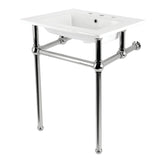 Templeton 25-Inch Ceramic Console Sink with Brass Legs (8-Inch, 3-Hole)