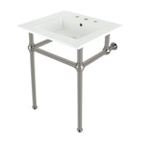 Templeton 25-Inch Ceramic Console Sink with Brass Legs (8-Inch, 3-Hole)
