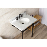 Templeton 30-Inch Carrara Marble Console Sink with Brass Legs (8-Inch, 3-Hole)
