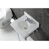 Edwardian 19-Inch Carrara Marble Console Sink with Brass Legs (4-Inch, 3-Hole)