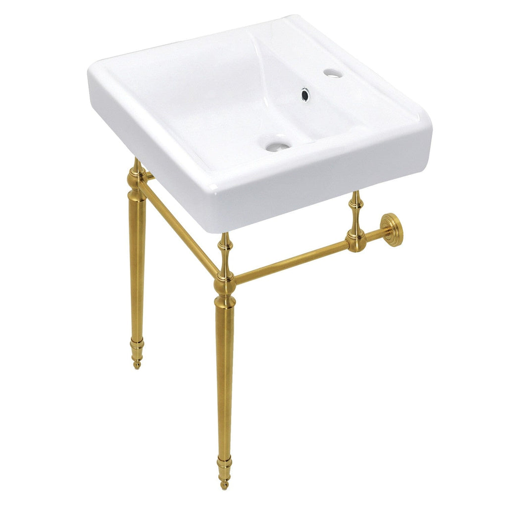Edwardian 20-Inch Porcelain Console Sink with Brass Legs (1-Hole)