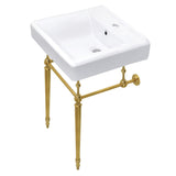 Edwardian 20-Inch Porcelain Console Sink with Brass Legs (1-Hole)