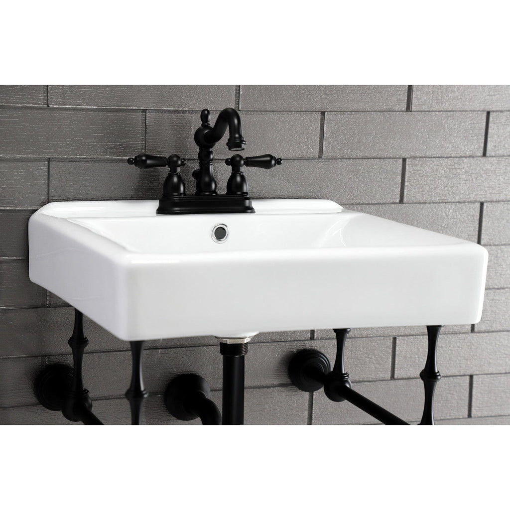 Edwardian 20-Inch Porcelain Console Sink with Brass Legs (4-Inch, 3-Hole)