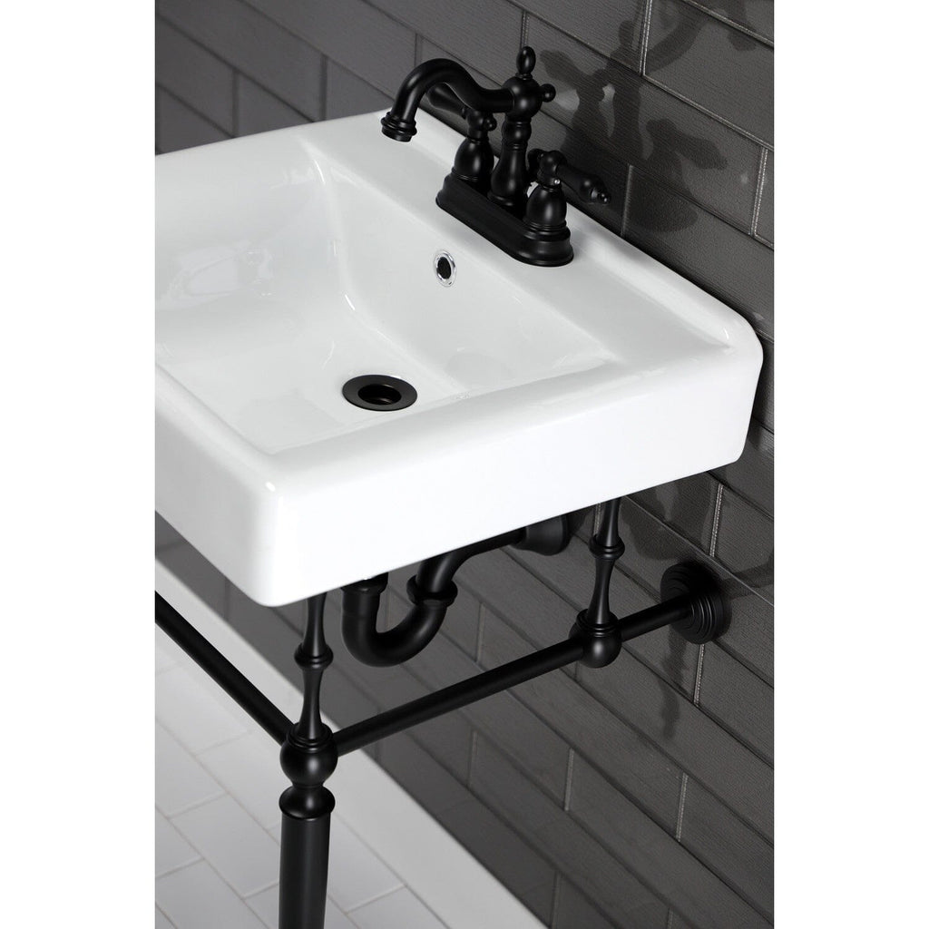 Edwardian 20-Inch Porcelain Console Sink with Brass Legs (4-Inch, 3-Hole)