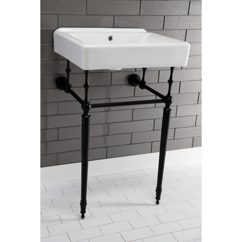 Edwardian 20-Inch Porcelain Console Sink with Brass Legs (4-Inch, 3-Hole)