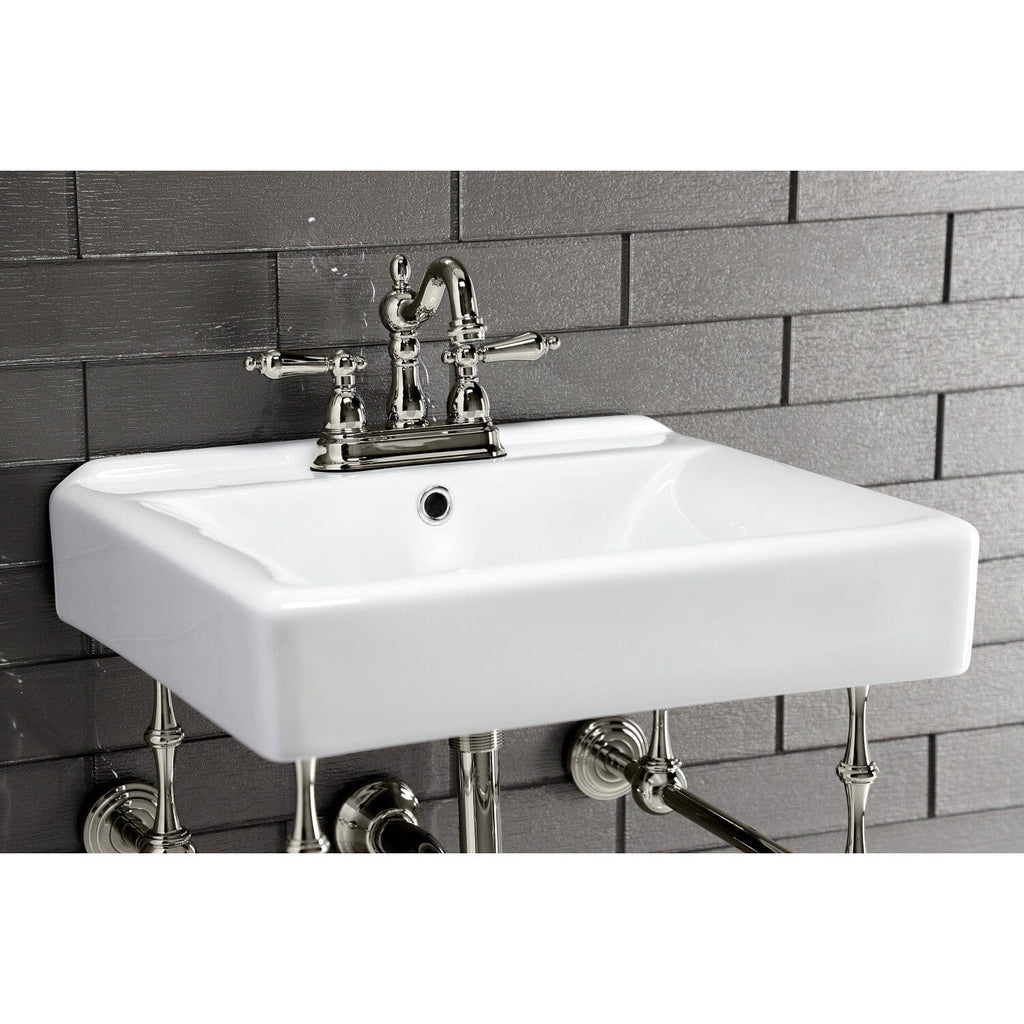 Edwardian 20-Inch Porcelain Console Sink with Brass Legs (4-Inch, 3-Hole)