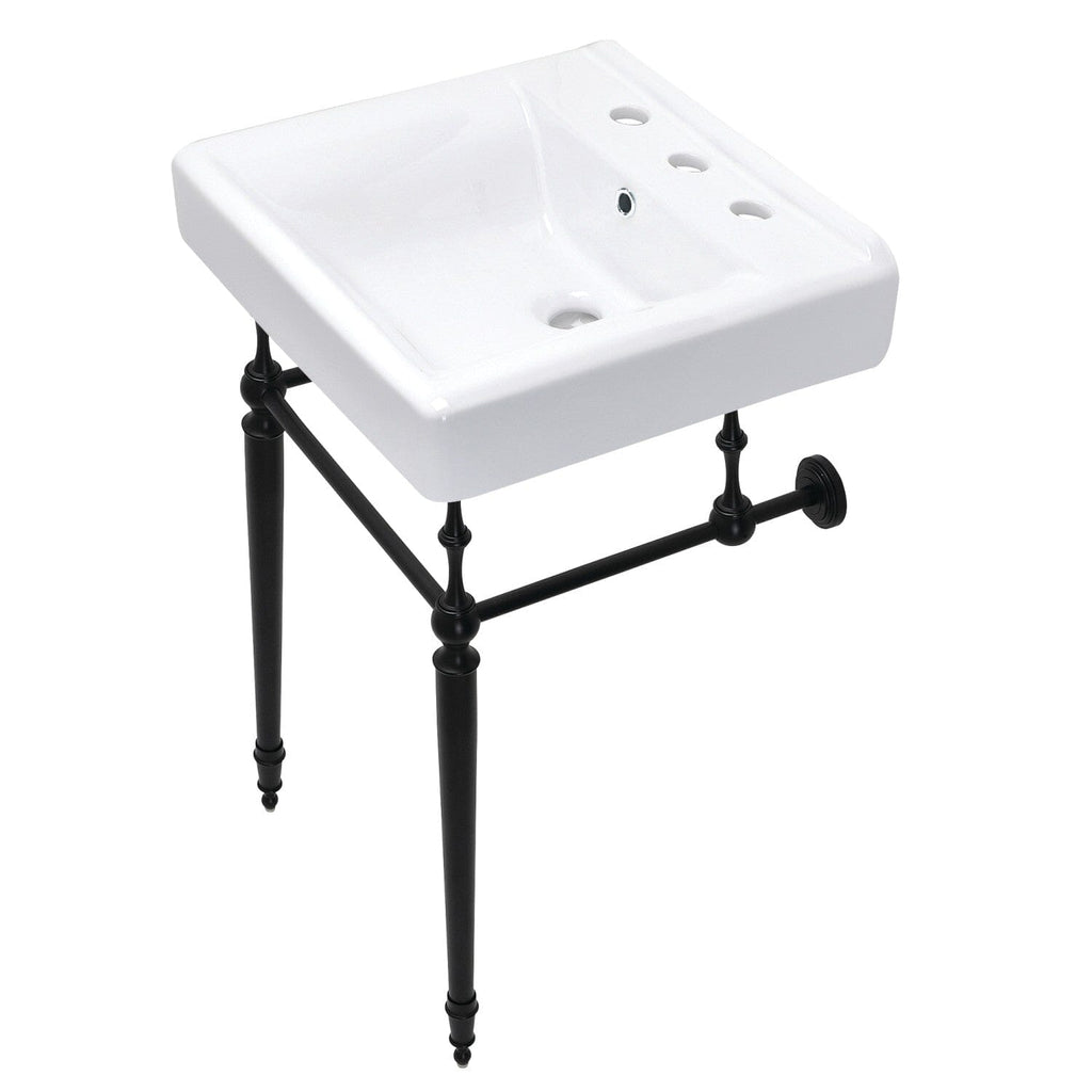 Edwardian 20-Inch Porcelain Console Sink with Brass Legs (8-Inch, 3-Hole)