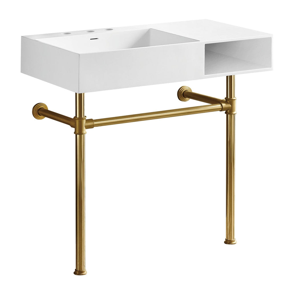 Aurelius 36-Inch Solid Surface Console Sink with Stainless Steel Legs (8-Inch, 3-Hole)