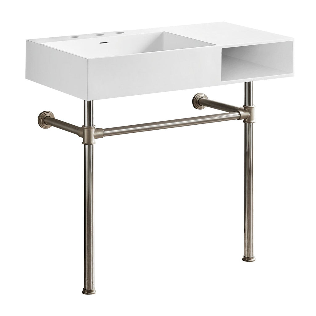 Aurelius 36-Inch Solid Surface Console Sink with Stainless Steel Legs (8-Inch, 3-Hole)