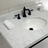 Edwardian 36-Inch Carrara Marble Console Sink with Brass Legs (8-Inch, 3-Hole)