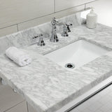 Edwardian 36-Inch Carrara Marble Console Sink with Brass Legs (8-Inch, 3-Hole)
