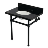 Templeton 30-Inch Black Granite Console Sink with Brass Legs (8-Inch, 3-Hole)