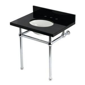 Templeton 30-Inch Black Granite Console Sink with Brass Legs
