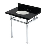 Templeton 30-Inch Black Granite Console Sink with Brass Legs (8-Inch, 3-Hole)