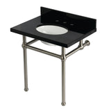 Templeton 30-Inch Black Granite Console Sink with Brass Legs (8-Inch, 3-Hole)