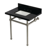 Templeton 30-Inch Black Granite Console Sink with Brass Legs (8-Inch, 3-Hole)