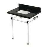 Templeton 30-Inch Black Granite Console Sink with Acrylic Legs (8-Inch, 3-Hole)