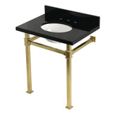 Monarch 30-Inch Black Granite Console Sink with Stainless Steel Legs (8-Inch, 3-Hole)