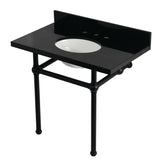 Templeton 36-Inch Black Granite Console Sink with Brass Legs (8-Inch, 3-Hole)