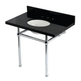 Templeton 36-Inch Black Granite Console Sink with Brass Legs (8-Inch, 3-Hole)