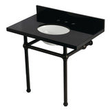 Templeton 36-Inch Black Granite Console Sink with Brass Legs (8-Inch, 3-Hole)