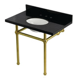 Templeton 36-Inch Black Granite Console Sink with Brass Legs (8-Inch, 3-Hole)
