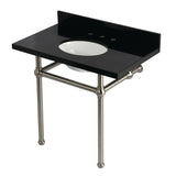 Templeton 36-Inch Black Granite Console Sink with Brass Legs (8-Inch, 3-Hole)
